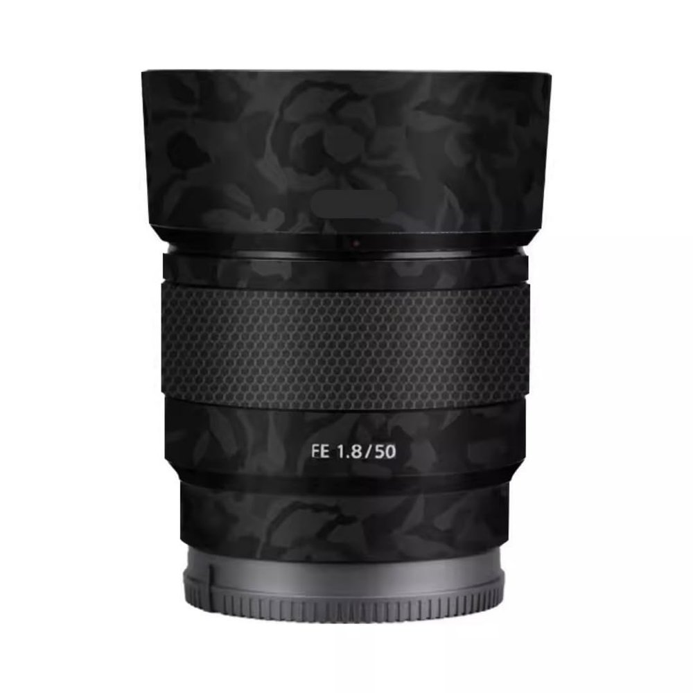 Camera Skin Wrap Lens Skins Protector Anti-Scratch Coat Wrap Cover Sticker for Sony FE 50mm F1.8 50 1.8(Shadow Camo Black)