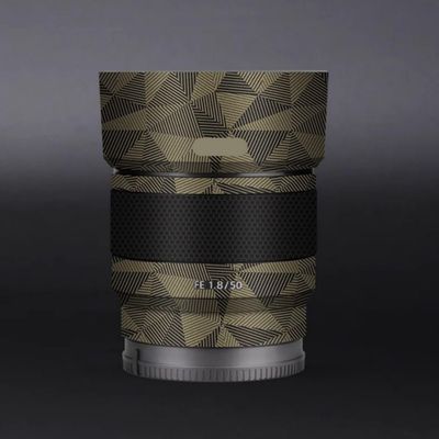 Camera Skin Wrap Lens Skins Protector Anti-Scratch Coat Wrap Cover Sticker for Sony FE 50mm F1.8 50 1.8(Triangle Gold)