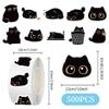 1000 Pcs Black Cats Decor Stickers Bulk 2 Roll 1 Inch,Cute Animal Sticker Pack Book Water Bottles Laptop,Cartoon Cat Meme Stickers for Boys Girls view 2