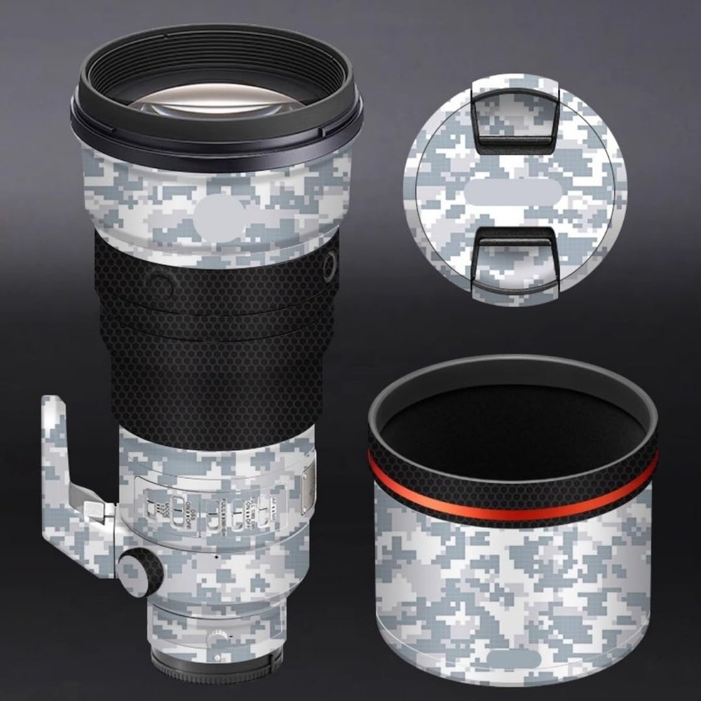 Camera Lens Sticker Coat Wrap Protective Film Body Protector Decal Skin for Sony FE 300mm F2.8 GM OSS 300 F2.8(Digital Camo Snow)