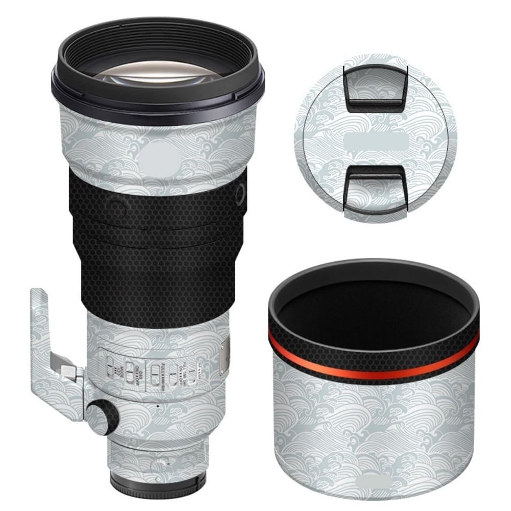 Camera Lens Sticker Coat Wrap Protective Film Body Protector Decal Skin for Sony FE 300mm F2.8 GM OSS 300 F2.8(Wave White)