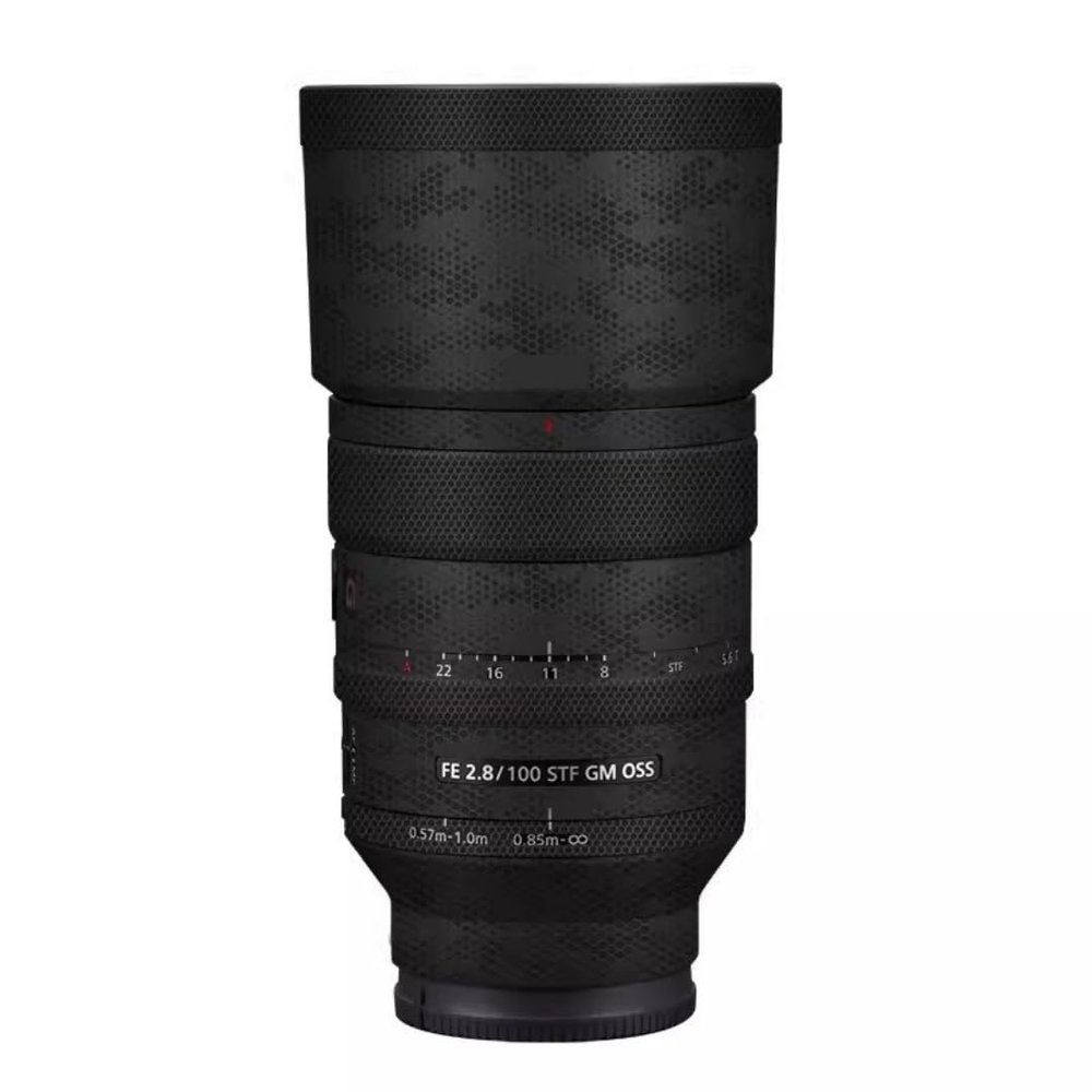Camera Lens Sticker for Sony FE 100mm F2.8 STF GM Macro Coat Wraps Film Protector Vinyl Decal Skin 100 2.8(Mamba Black)