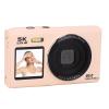 PUSOKEI 5K Digital Camera, Dual Screen Vlogging Camera with 18x Optical Zoom & Webcam, Built in Flash Auto Focus for Content Creators, Travel, Photography (Pink) view 1
