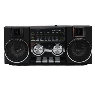 Heayzoki Portable FM AM SW Radio, 4 in 1 Full Band Radio with RGB Bluetooth Speaker, Clear Sound Quality, Dual 5W Drivers, Type C Charging, Lightweight for Garden Park Bathroom (Black)