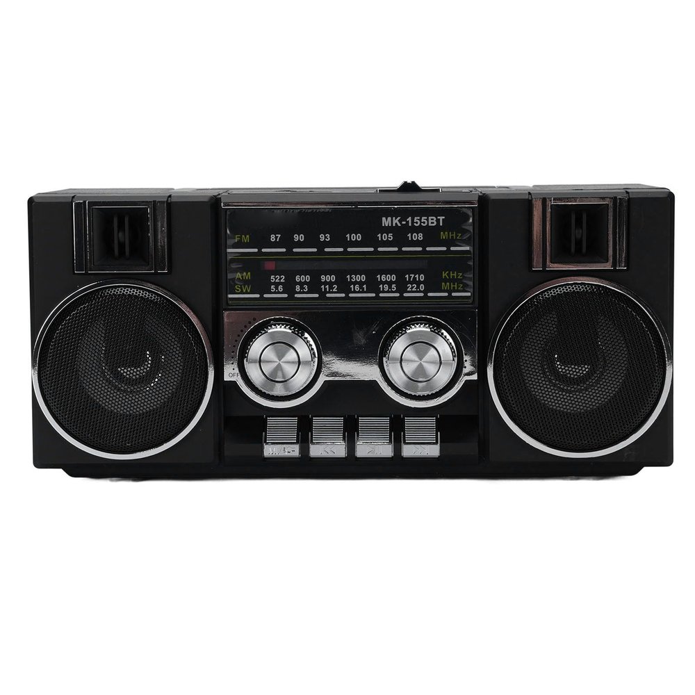 Heayzoki Portable FM AM SW Radio, 4 in 1 Full Band Radio with RGB Bluetooth Speaker, Clear Sound Quality, Dual 5W Drivers, Type C Charging, Lightweight for Garden Park Bathroom (Black)
