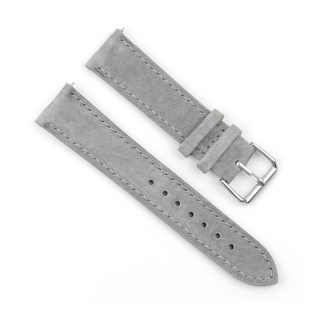 HFERHT Soft Suede Leather Watch Band 18mm 19mm 20mm 22mm 24mm Blue Watch Straps Stainless Steel Buckle Watch Accessories(Gray,20mm)