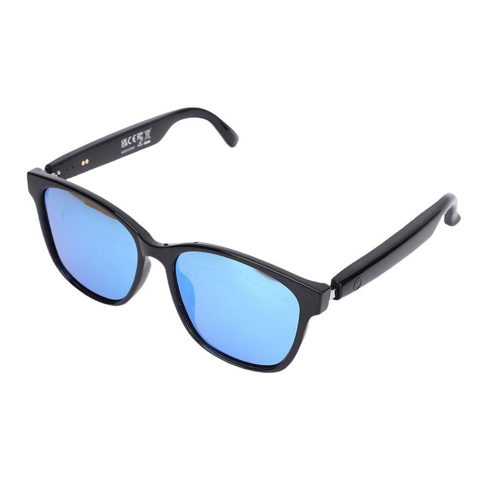 ASHATA AI Smart Sunglasses Translator Blue, 100+ Languages Bluetooth AI Translation Audio Glasses Built in Mic & Speaker, Real Time Translation, 5H Playtime
