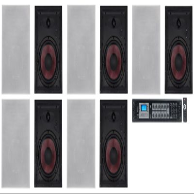 Rockville Bundle: (5) Pair WA870 8" 70V Commercial/Restaurant in-Wall Speakers 50W/25W/12.5W/6.3W Bundle with RCS650-6 650 Watt 6 Zone 70v Commercial/Restaurant Amplifier/Bluetooth (6 Items)