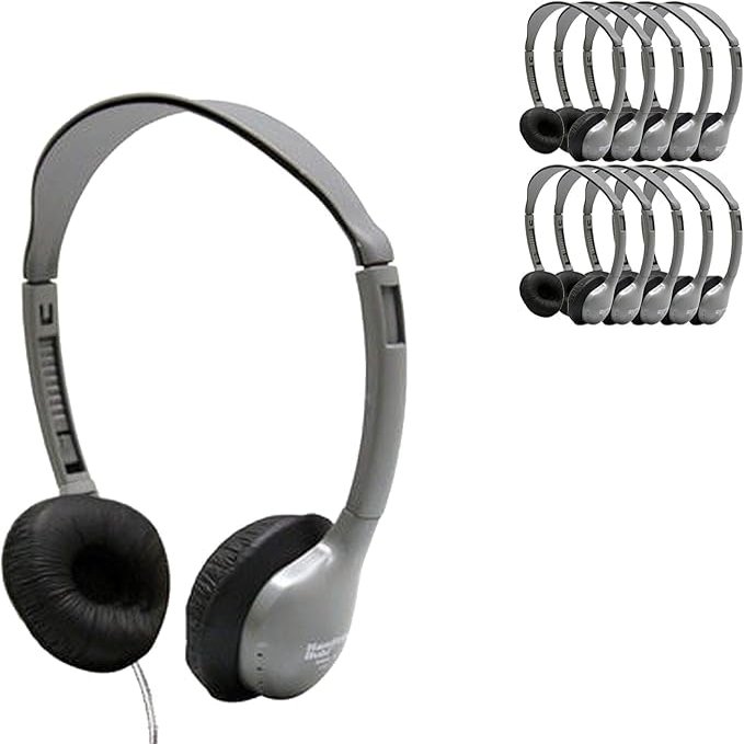 HamiltonBuhl MS2L SchoolMate Personal Stereo Headphones 25-Pack OnEar Design, 3.5mm SlimBarrel Plug, ChewResistant DuraCord, Replaceable Leatherette Cushions Gray