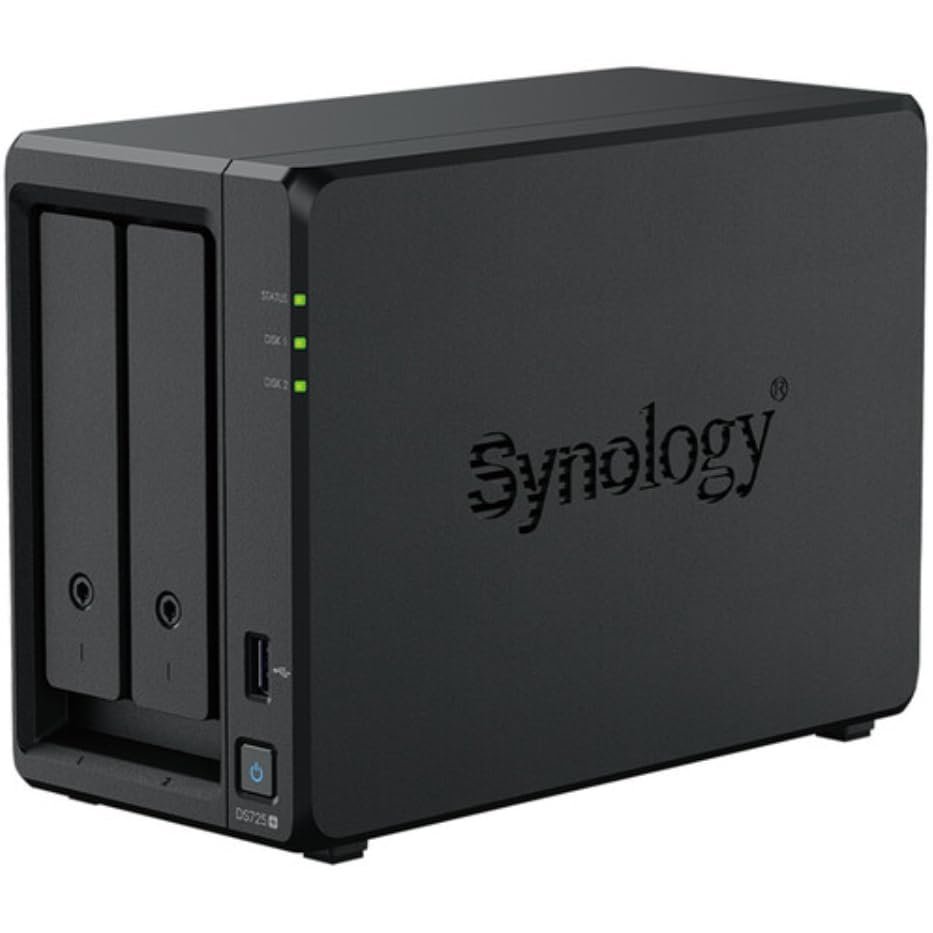 DiscTech DS725+ 2-Bay NAS Server Combo with 8TB (2 x4TB) HDD, 32GB DDR4 ECC RAM, 800GB SSD, 2.5GbE LAN