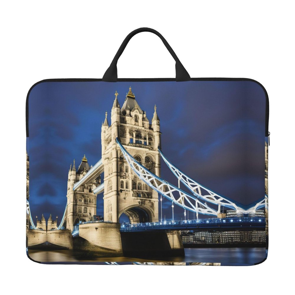 14in Laptop Case Sleeve Bag - Tower Bridge in London Print Portable Handle, Business Travel, Commuting, Accessory Pocket