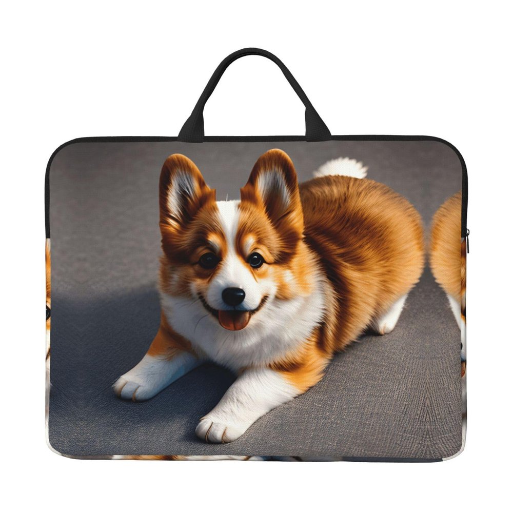 14in Laptop Case Sleeve Bag - Funny Corgi Butt Brown Print Portable Handle, Business Travel, Commuting, Accessory Pocket