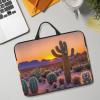 14in Laptop Case Sleeve Bag - Cactus Desert Sunsets Print Portable Handle, Business Travel, Commuting, Accessory Pocket view 3