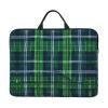 14in Laptop Case Sleeve Bag - Blue Scottish Tartan Print Portable Handle, Business Travel, Commuting, Accessory Pocket view 1
