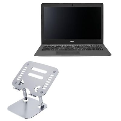 BoxWave Stand and Mount Compatible with Acer Aspire One Cloudbook 14 (AO1-431) - Executive VersaView Laptop Stand, Ergonomic Adjustable Viewing Angle Metallic Riser - Metallic Silver