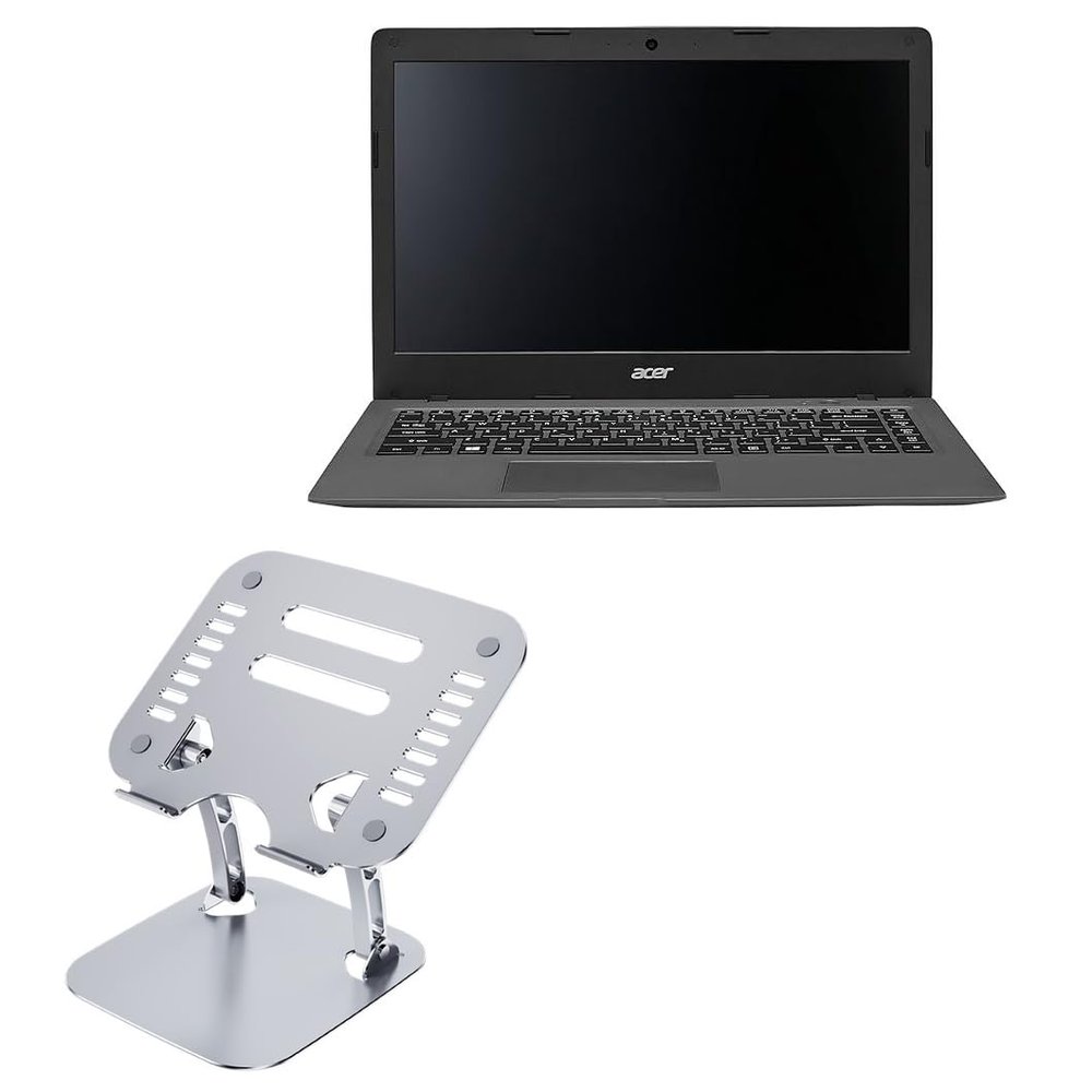 BoxWave Stand and Mount Compatible with Acer Aspire One Cloudbook 14 (AO1-431) - Executive VersaView Laptop Stand, Ergonomic Adjustable Viewing Angle Metallic Riser - Metallic Silver