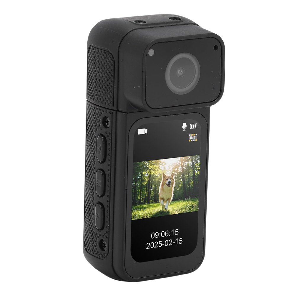 Yoidesu 2.7K Thumb Action Camera, 64GB Mini Body Camer with POV Recording, 180 Degree Rotatable Magnetic Hanging Lanyard Wearable Camcorder for Cycling Travel (Black)