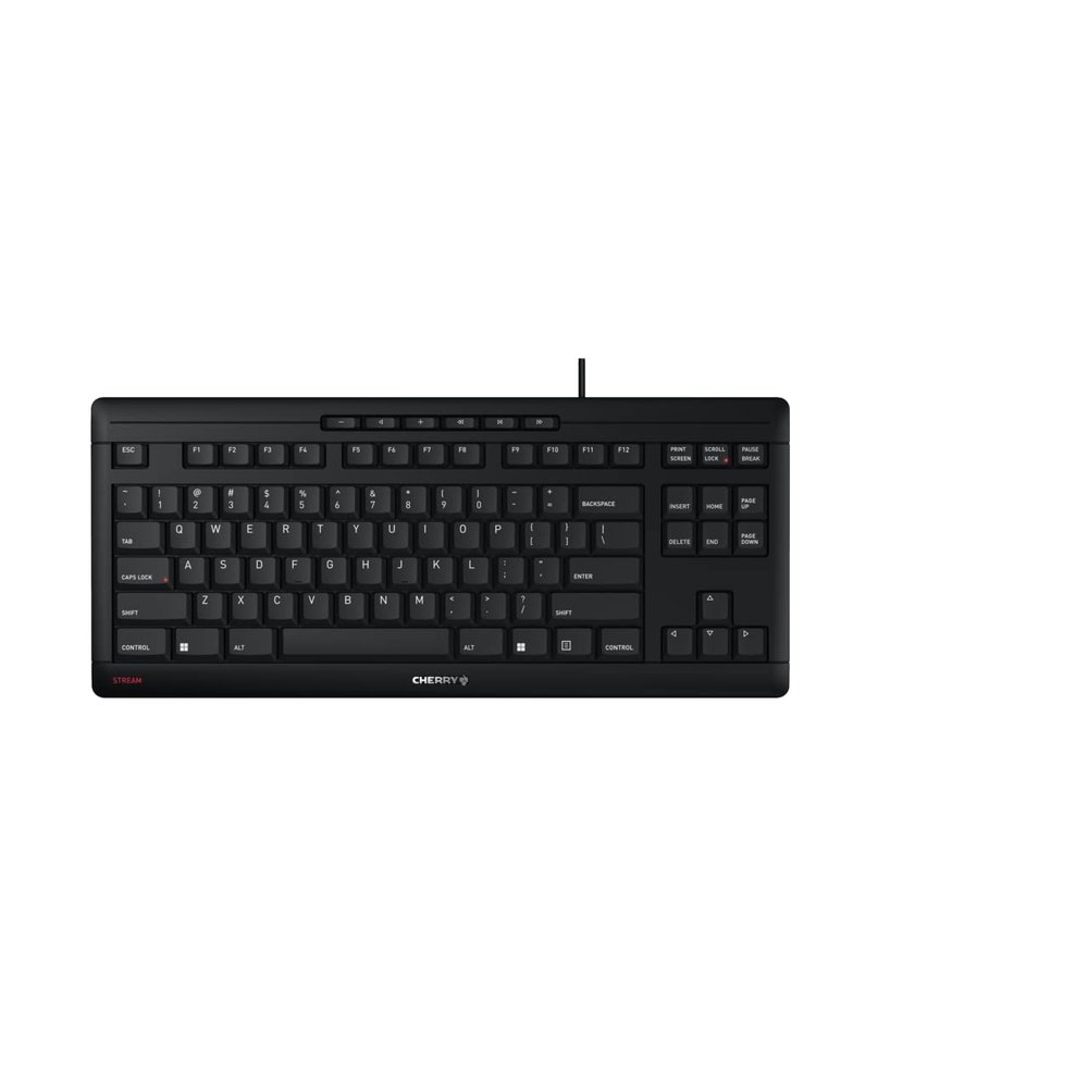 CHERRY Stream Keyboard TKL Wired USB TenKeyLess Compact Version without Number Pad. Silent Keystroke. Ideal for Office and Industrial Use. (Renewed)