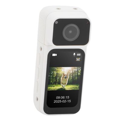 Yoidesu 2.7K Thumb Action Camera, 64GB Mini Body Camer with POV Recording, 180 Degree Rotatable Magnetic Hanging Lanyard Wearable Camcorder for Cycling Travel (White)