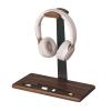 DEMEGA Walnut Headset Stand for Desk with Phone Holder | Headphone Stand Headphone Holder (Dark Walnut) view 1