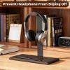 DEMEGA Walnut Headset Stand for Desk with Phone Holder | Headphone Stand Headphone Holder (Dark Walnut) view 2