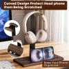 DEMEGA Walnut Headset Stand for Desk with Phone Holder | Headphone Stand Headphone Holder (Dark Walnut) view 4