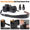 Cwatcun Genuine Leather Camera Strap, Adjustable Neck or Shoulder Sling Strap for Photographers for Nikon Canon Sony Olympus DSLR, Black view 2