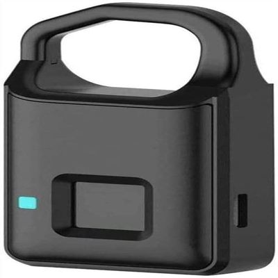 Fingerprint Padlock, Ultra Light One Touch Open Fingerprint Lock, USB Charging, Suita for Gym, Sports, School Employee Locker, Fence, Suitcase, Black