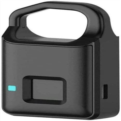 Fingerprint Padlock, Ultra Light One Touch Open Fingerprint Lock, USB Charging, Suita for Gym, Sports, School Employee Locker, Fence, Suitcase, Black
