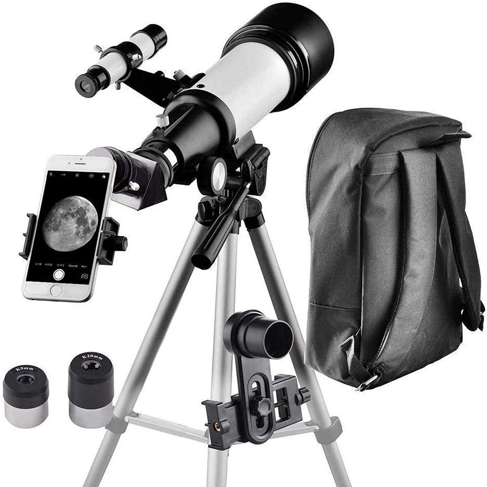 TYUHDUYUR 2021 Updated 70mm 400mm Telescope - Refractor T for Beginners and Kids to Observe Moon and Planet with Tripod and 10mm Eyepiece Smartphone Adapter