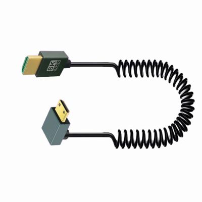 AOOOWER Premium 8K HDTV to Small HDTV Connectors Cable for Seamlessly Video&Sound Transmission Flexible Coiled Extension Cable