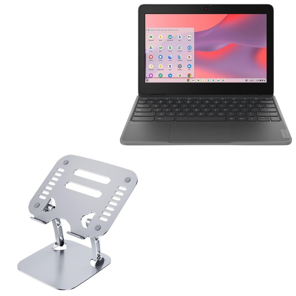 BoxWave Stand and Mount Compatible with Lenovo 100e Chromebook 4th Gen Without Touchscreen (11.6 in) - Executive VersaView Laptop Stand, Ergonomic Adjustable Viewing Angle Metallic Riser