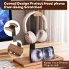 DEMEGA Walnut Headset Stand for Desk with Phone Holder | Headphone Stand Headphone Holder (Natural Wood) view 4