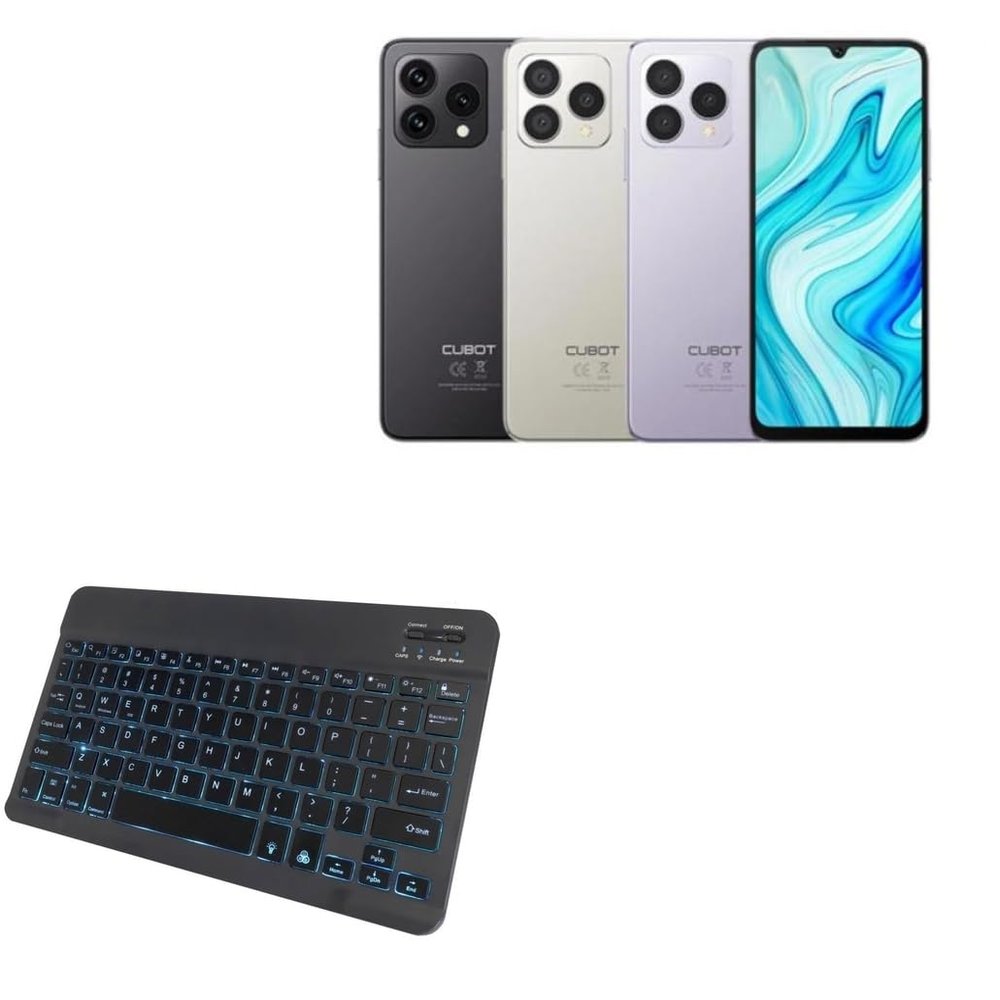 BoxWave Keyboard Compatible with Cubot A40 - SlimKeys Bluetooth Keyboard - with Backlight, Portable Slim LED 7 Colors - Jet Black
