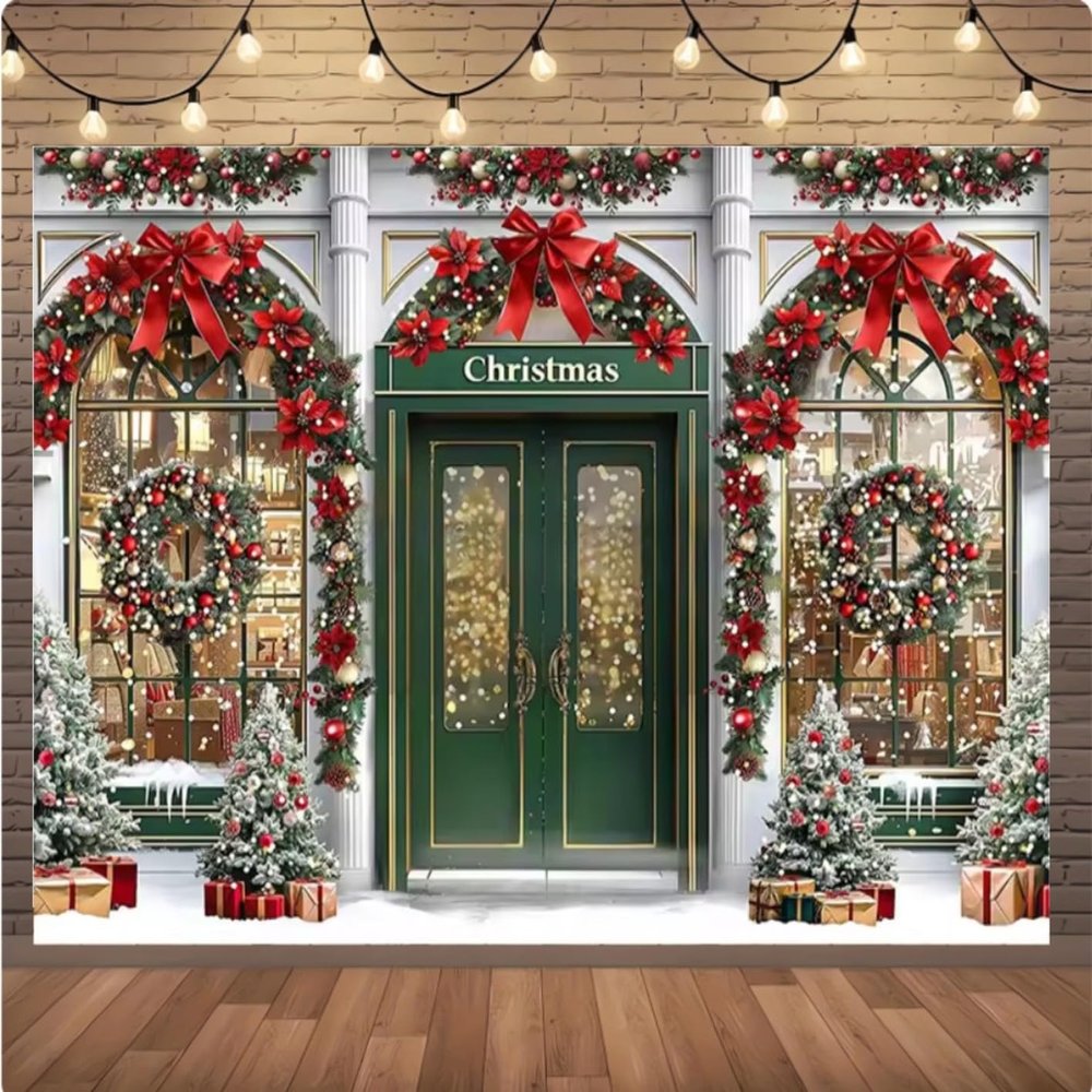 10x8ft Shop Photography Background Winter Snow Christmas Family Party Birthday Portrait Background