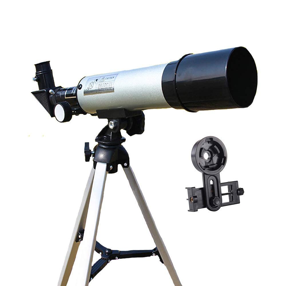 Telescope for Adults Beginners Kids 50mm Aperture 360mm Astronomical Refractor Telescope BAK4 Prism FMC Lens Telescope for Astronomy with Smartphone Adapter and Tripod for Observe Moon (Silver )