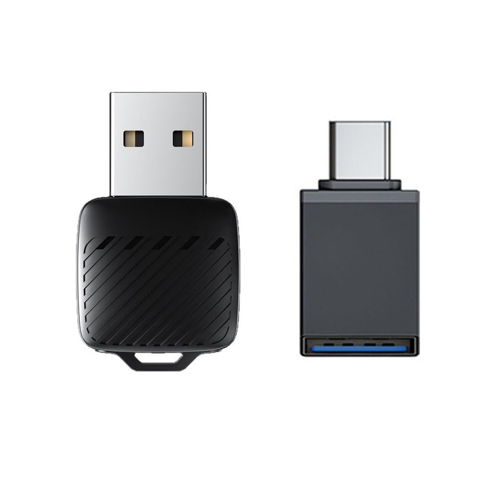 YUEHISY 2 in 1 Wireless Auto Adapter, Convert Wired to Wireless Car Interconnect Dongle, Plug and Play, with Type C to USB Adapter