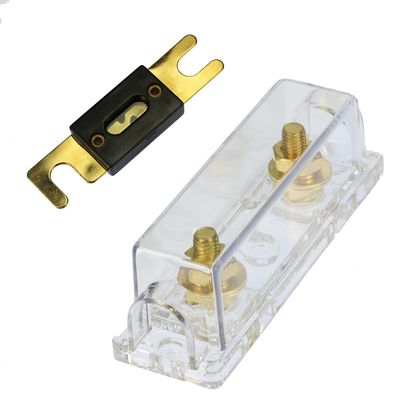 1 Pc Gold Plated Inline Fuse Holder - 0 to 8 Gauge for High-Current Car Audio Amplifiers - 60 Amp