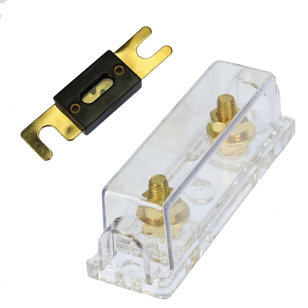 1 Pc Gold Plated Inline Fuse Holder - 0 to 8 Gauge for High-Current Car Audio Amplifiers - 60 Amp