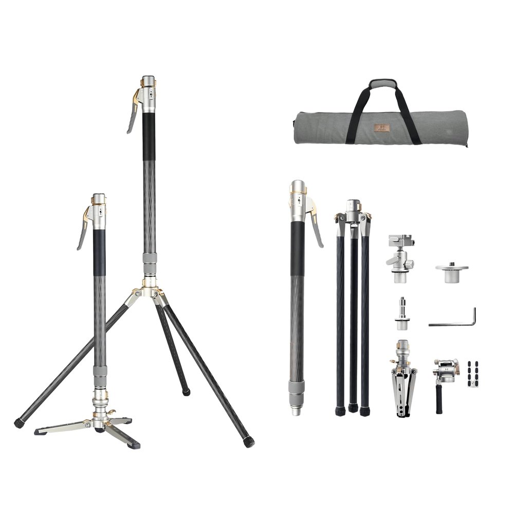 Harlowe Rocket Monopod and Fluid Head Kit for Photographer Camera and Lights 360 Swivel Carbon Fiber Monopod Stand and Fluid Head for Studio/Travel Photography and Video Recording