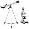 TYUHDUYUR High Power HD Children Telescope + Microscope Astronomical Telescope Student Education Microscope with 2 Eyepieces+3X Barlow Lens+Tripod Great Astronomy Gift for Beginner Friends Family view 1