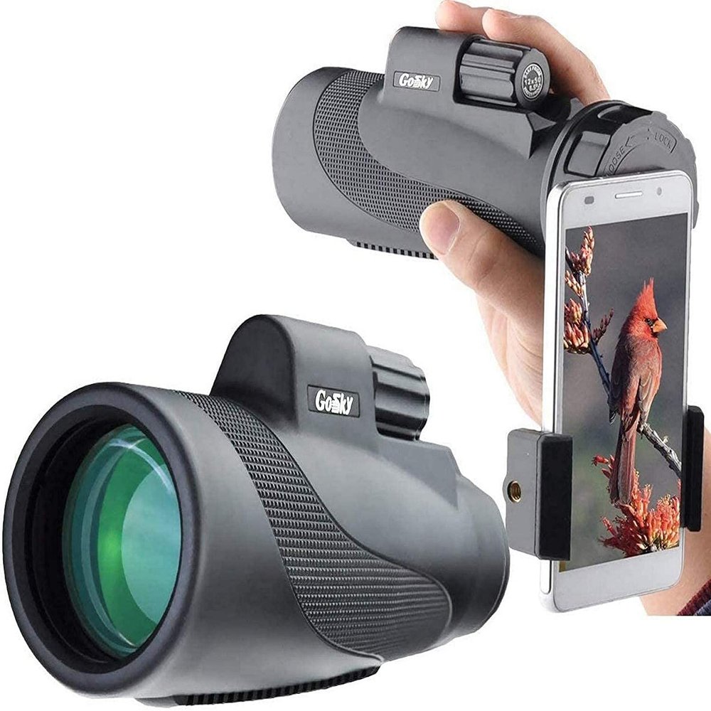 TYUHDUYUR Professional Monocular Telescope 12x50 High Power Scope with Phone Mount and Tripod Scope with 4 Prism FMC for Adults Camping Travelling Wildlife