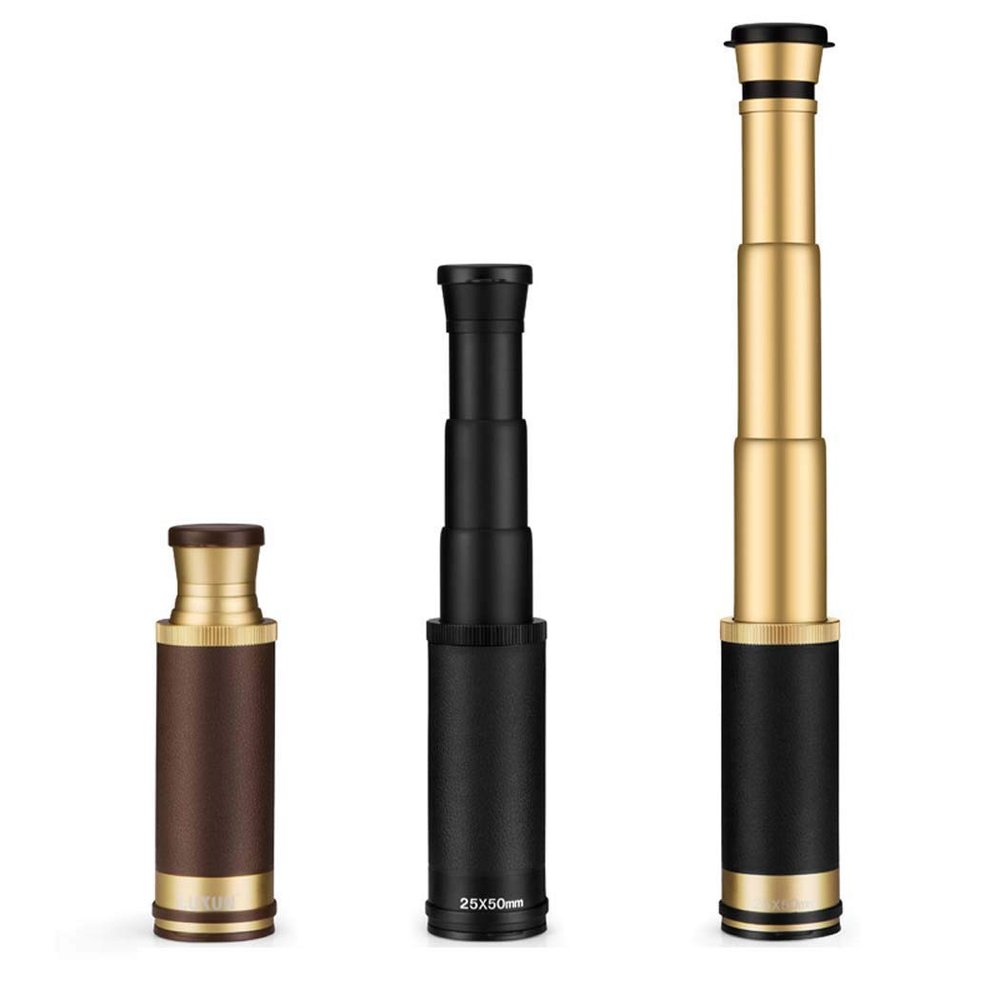 TYUHDUYUR Monocular Telescope 25X50 Zoom Monocular Telescope Waterproof Shockproof High Definition Prism for Bird Watching Hiking Concerts 25 Times Gold+Black (Brown+Gold)