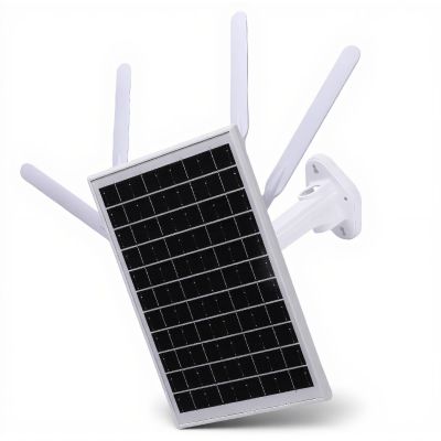 GOWENIC Solar Powered Outdoor 4G LTE Modem Router with SIM Card Slot, 12W 300Mbps Solar WiFi 6 Extender, Outdoor Wireless Router, WiFi Extender Signal Booster 150M Range (White Antennae)