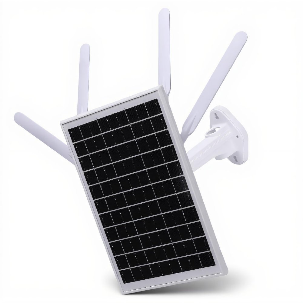 GOWENIC Solar Powered Outdoor 4G LTE Modem Router with SIM Card Slot, 12W 300Mbps Solar WiFi 6 Extender, Outdoor Wireless Router, WiFi Extender Signal Booster 150M Range (White Antennae)
