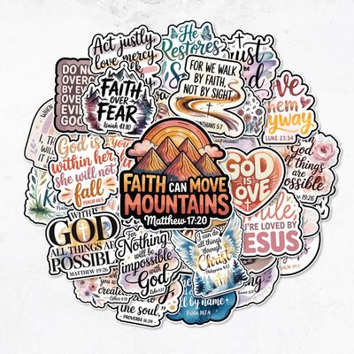 32 PCS Bible Verse Stickers, Christian Sticker,Religious Faith Decals for Water Bottles Laptop Luggage Cup Surfboard, Handy Scrapbook Stickers