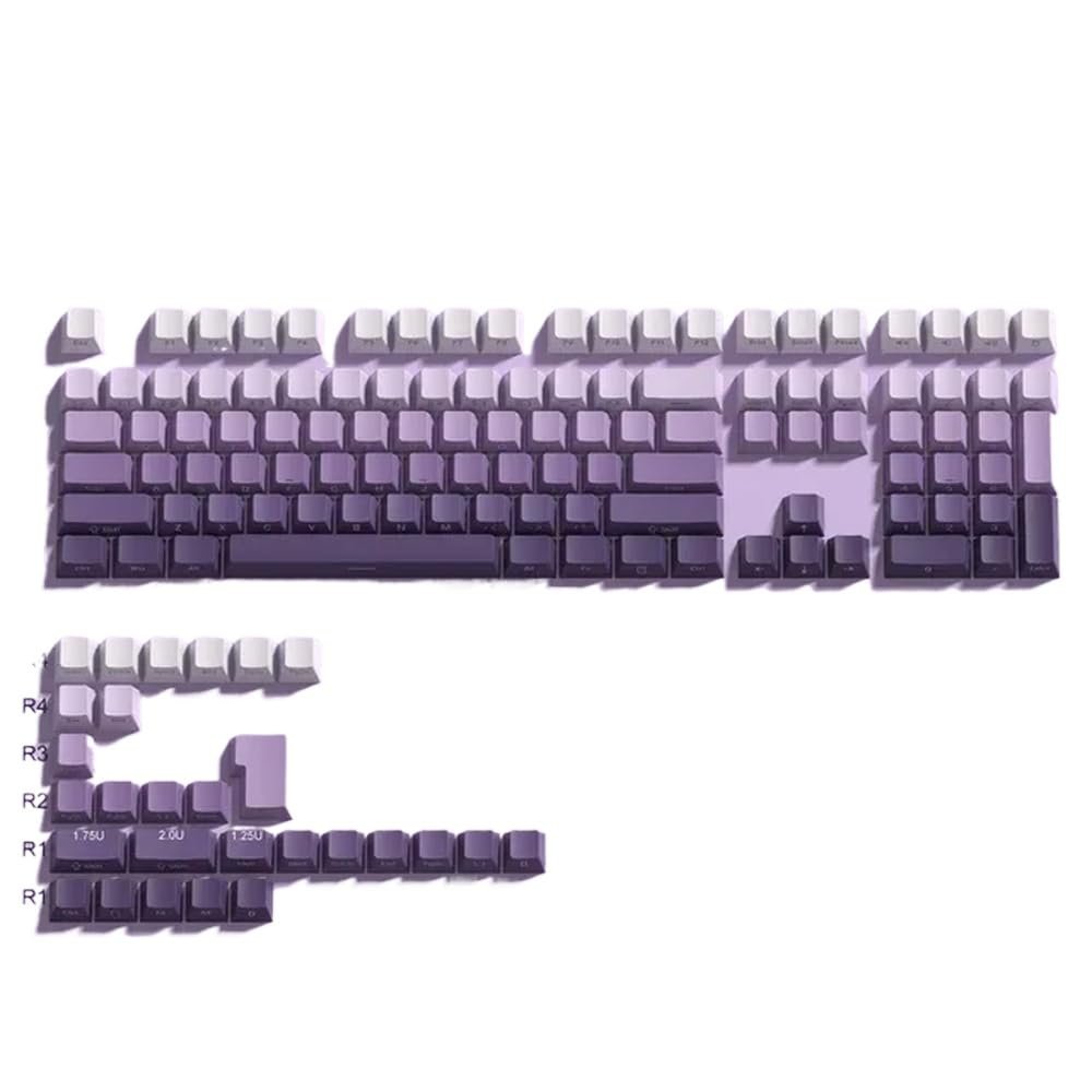 136 Key PBT Double Shot Side Print Backlit Keycaps Compatible with MX Style Mechanical Keyboards for 108 96 87 80 84 68 64 61 Key Layouts(Purple-OEM Side)