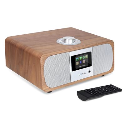 LEMEGA M3P WiFi Internet Radio,FM Digital Radio,Spotify Connect,Bluetooth Speaker,Stereo Sound,Wooden Box,Headphones-Out,AUX-in,40 Presets,Dual Alarms Clock,Remote and OKTIV App Control -Dark Walnut