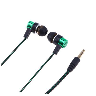 POPETPOP Heavy Bass in Ear Earphones with Plug Wired Cloth Line Headset for Running and Music Noise Cancelling Stereo Earbuds Compatible with All Devices Green