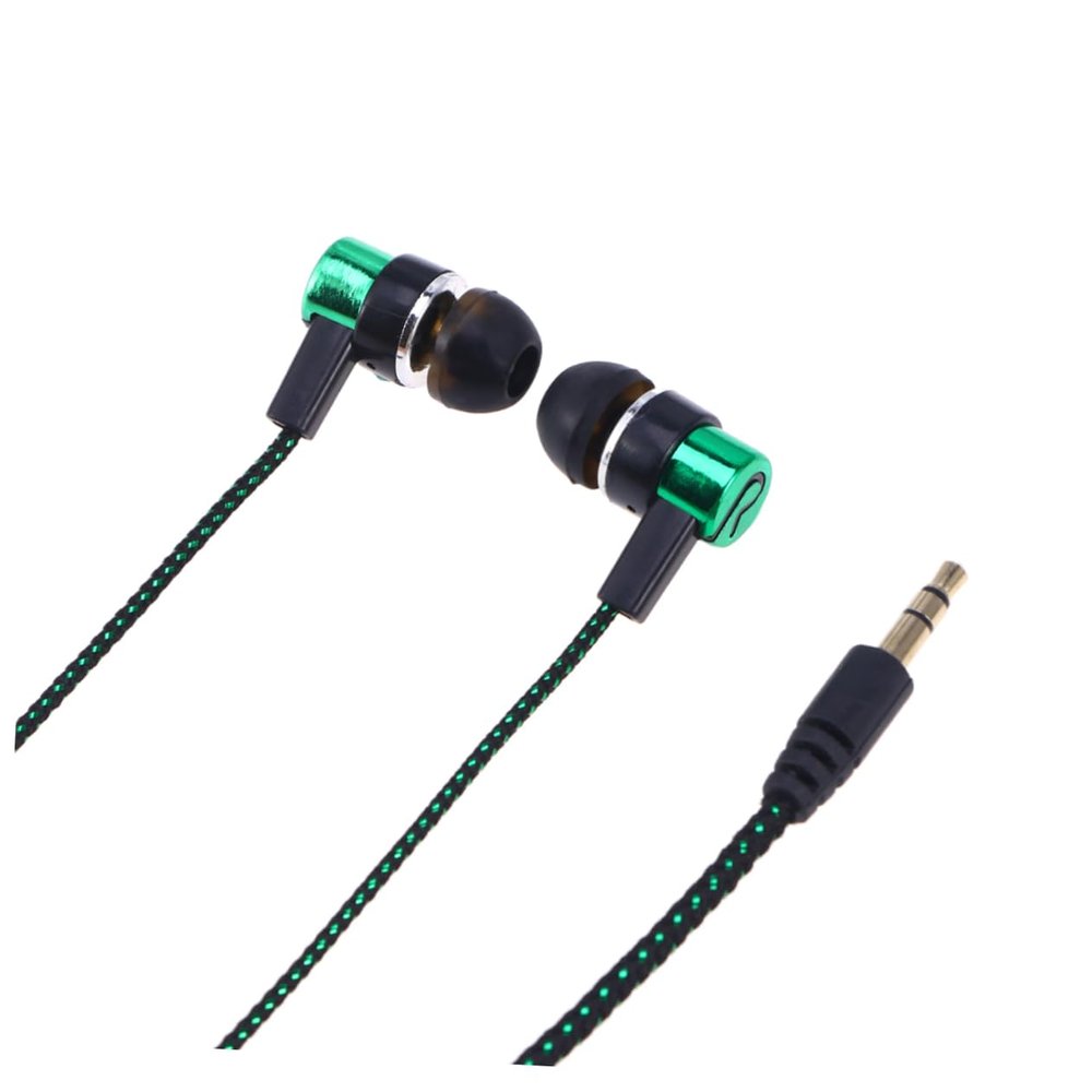 POPETPOP Heavy Bass in Ear Earphones with Plug Wired Cloth Line Headset for Running and Music Noise Cancelling Stereo Earbuds Compatible with All Devices Green